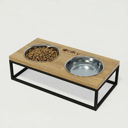 Hollky Base M — миски на підставці для середніх собак та великих котів (2 × 0,95 л)