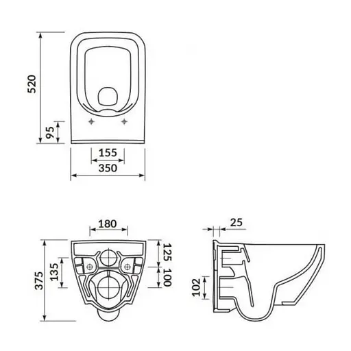 Унітаз підвісний CET B217 Cersanit Crea CleanOn з дюропластовим Slim сидінням SoftClose+QuickRelease 30412 - фото 4