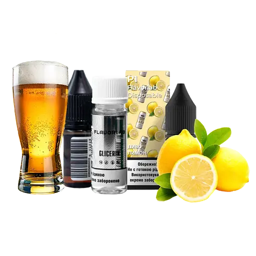 Набір компонентів для самозамісу сольової заправки Flavorlab P1 10 мл Beer Lemon Пиво лимон, 0-50 мг (17916) - фото 2