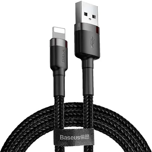 Кабель Baseus cafule Cable USB For lightning 2.4A 0.5 м Сірий+Чорний - фото 1