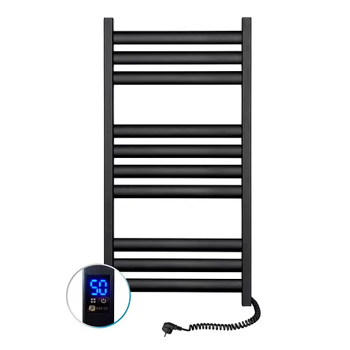 Электрический полотенцесушитель Navin Ellipse 500x1000 Sensor правый с таймером, черный муар 12-245053-5010, Черный матовый, Правое, Электронный - фото 5
