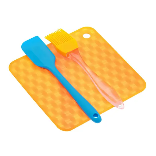 Кондитерский силиконовый набор из трех предметов: подставка под горячее, кисточка и лопатка, Kitchen Master 86567 - фото 1