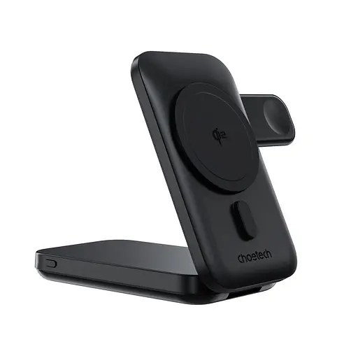 Повербанк с подставкой 10000mAh Choetech B750 Black QC3.0 PD3.0 беспроводная зарядка смартфонов и Apple Watch (43-00133) - фото 2