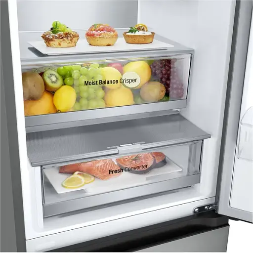 Холодильник LG с нижним морозильным отделением 203x60х68 холод.отд. 277 л мороз.отд. 110л 2дв. А++ NF инв. диспл. внеш. зона св. тело Metal Fresh серебристый - фото 10