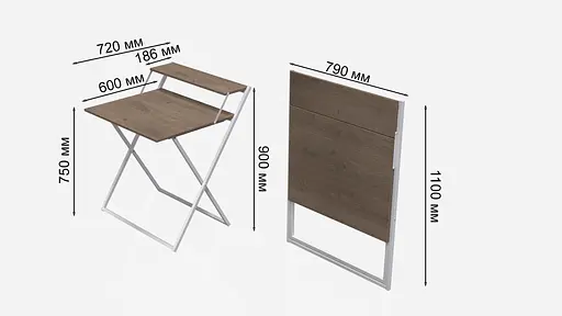 Стіл трансформер Компакт 4 750x790x720 Білий метал ДСП Дуб Сонома Трюфель 16 мм FRD-104701 - фото 6