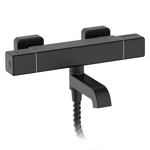 Термостатический смеситель для ванны с коротким изливом Koer KB-47011-05 KR4721 Черный матовый - фото 1