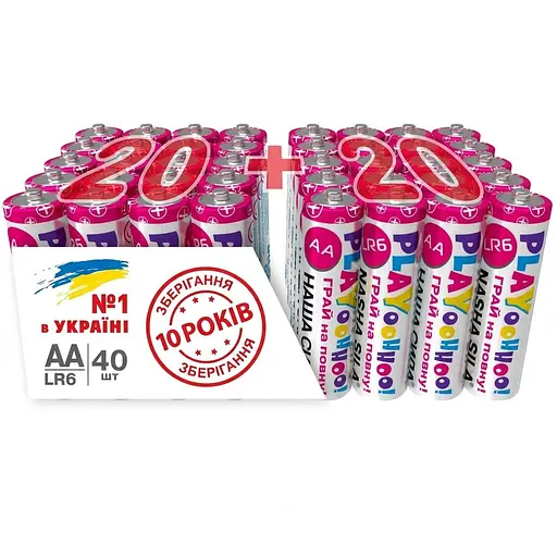 Батарейки Наша Сила Play AA (LR6) Alkaline 40 шт. - фото 1