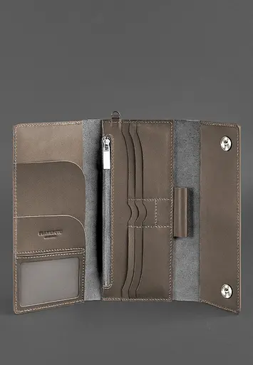 Кожаный клатч-органайзер (Тревел-Кейс) 5.0 темно-бежевый - фото 3