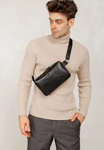 Шкіряна поясна сумка Dropbag Maxi чорна Krast - фото 8