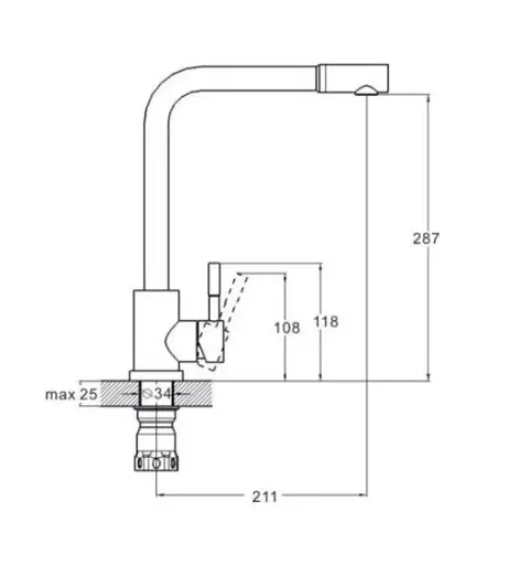 Смеситель для кухни Solone EZA4-B090 однорычажный Нержавеющая сталь 30412 - фото 2