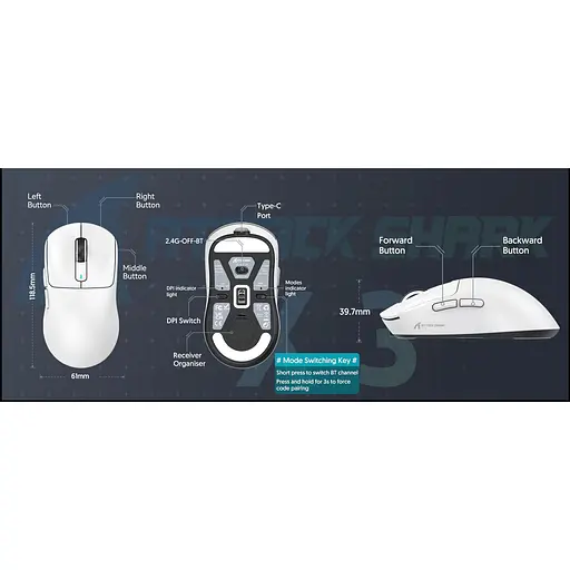 Мышка игровая беспроводная Attack Shark X3Pro PixArt PAW3395 8K и 4K 26000DPI White - фото 5