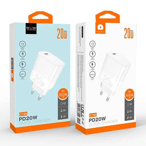 Мережевий зарядний пристрій WUW-C196 1Type-C PD20W білий - фото 2