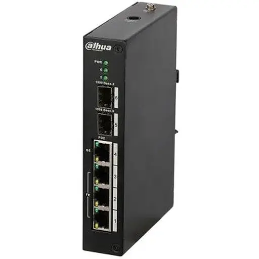 4-портовый управляемый коммутатор POE DH-PFS4206-4P-120 с 3 портами POE 100Мбит + 1 порт POE 1000Мбит + 2 порта SFP 1000Мбит, 120Вт, 150x100x30 мм