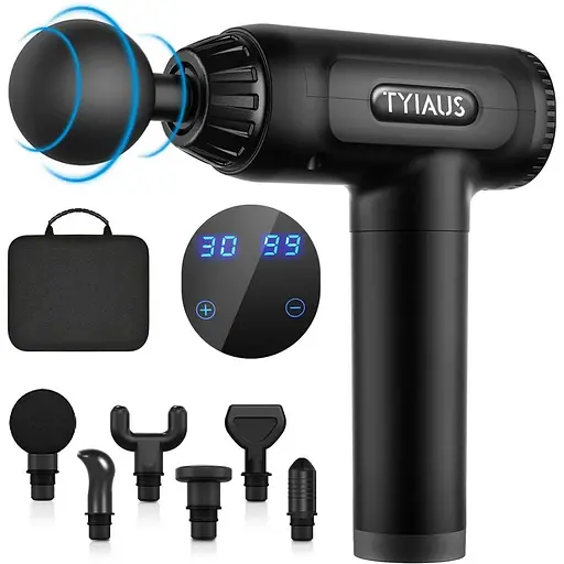 Массажный пистолет для мышц TYIAUS 30 скоростей 6 головок
