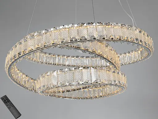 LED люстра Romin хром 92 Вт кришталь з пультом - фото 1