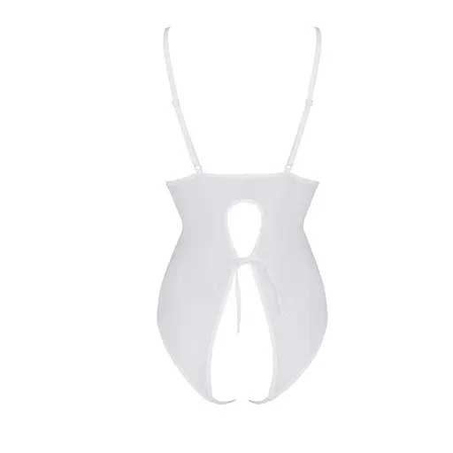 Боди с ажурным декором и открытым шагом Passion Ursula Body white L/XL - фото 4