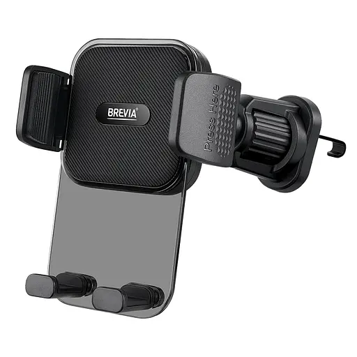 Тримач телефону автомобільний Brevia AirVent Pro СrystalHold на дефлектор, для 4.7-6.8', ширина до 90мм, чорний(48710) - фото 1
