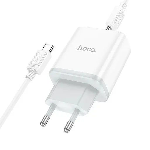 Зарядний адаптер Hoco C105A 20W Type-C і USB зі швидким заряджанням і LED-підсвіткою - фото 4