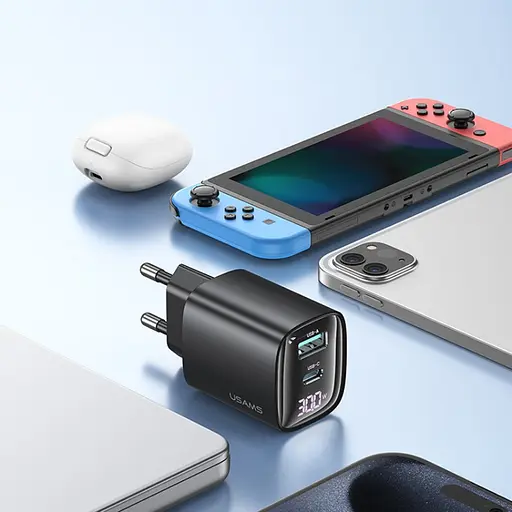 МЗП Usams US-CC229 GaN Digital Display XC Ser. 30W (1USB-A/1C) Black - фото 7