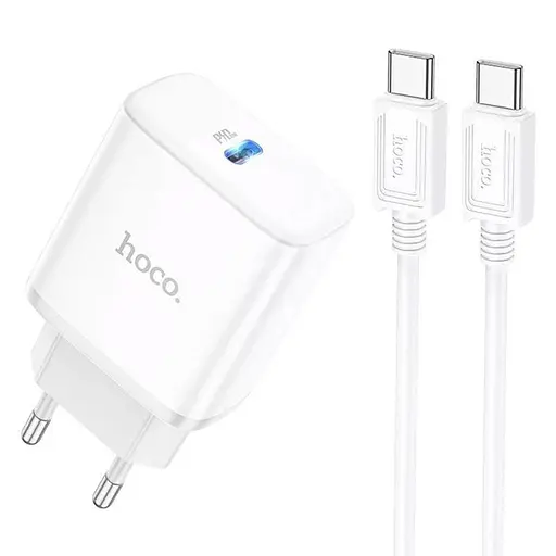 МЗП Hoco C104A PD20W (1USB-C) + кабель Type-C to Type-C White