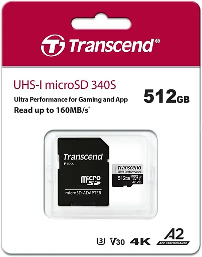 Карта памяти Transcend 512GB microSDXC UHS-I U3 A2 (TS512GUSD340S) - фото 3