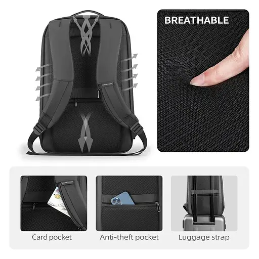 Рюкзак Mark Ryden для студента MR9008 водонепроницаемый Черный - фото 7