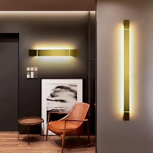 Сучасні лінійні бра в латунному кольорі Line F довжина 49 см Арт. WB1/490 AB - фото 3