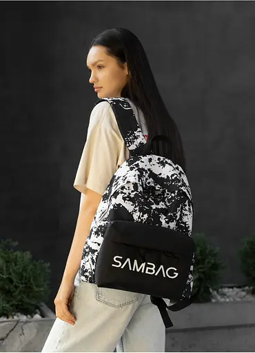 Женский рюкзак Sambag Active черный тканевый с принтом "split" 40 х 33 х 14 см (11811145) - фото 2