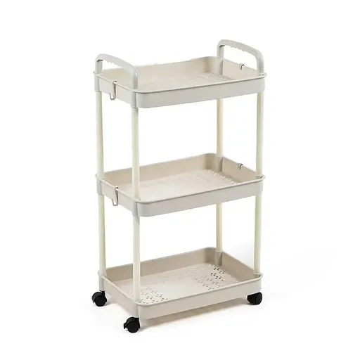 Этажерка Wall Sticker SW-00002435 мобильная трехъярусная универсальная пластиковая 41х25х72 см слоновая кость  - фото 1