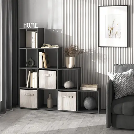 Книжкова полиця стелаж Vays M-40 Антрацит з 10 комірками етажерка для дому іграшок і декору ЛДСП 143x29x143 см