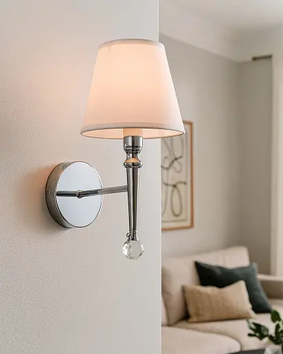 Бра, настінний світильник Edlin PL321168W-1 Natano E14 1x12W IP20 хром - фото 2