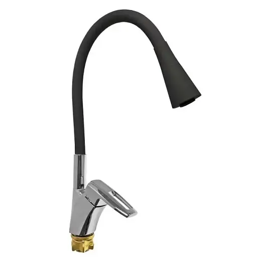 Смеситель для кухни однорычажный Zegor NOF4-F033KB гибкий гусь Черный 30412 - фото 1