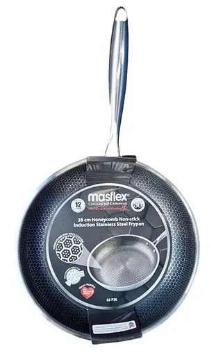 Индукционная сковорода из нержавеющей стали Masflex Honeycomb SS-P30 28 см антипригарное покрытие в виде сот. - фото 1