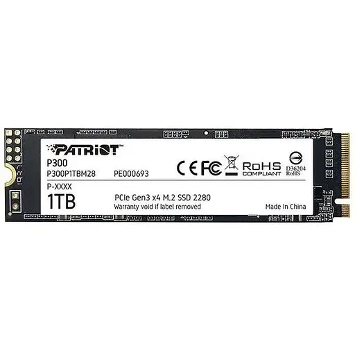 Накопитель SSD внутренний Patriot P300 1 TB NVMe M.2 2280 PCIe 3.0x4 P300P1TBM28 - фото 1