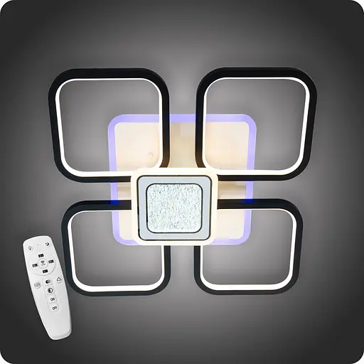 Люстра світлодіодна 517 Light 3color з пультом 95Вт Чорний (01889) - фото 2