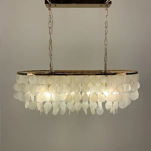 Удлиненная золотая люстра ATHELIA с перламутровыми пластинами | Ст. 1537-800*300 GD Line F - фото 2