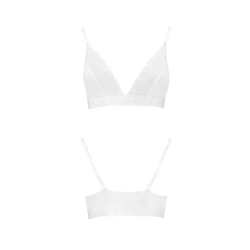 Эластичный топ с кружевом Passion TOP white L - фото 4