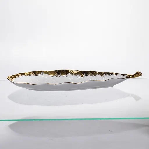 Фарфоровое блюдо для сервировки стола 37×13×2.5 (см) блюдо для подачи закусок Белый с золотом Yiwu CJY-145 - фото 6