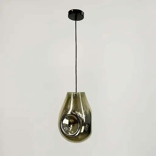 Подвес с мятым удлиненным стеклянным графитовым плафоном | Line F | Арт. 0459/1 GD - фото 2