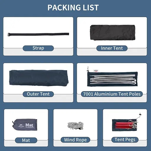 Намет легкий тримісний з футпринтом Naturehike Cloud Up 3 UL NH18T030-TT 20D (Темно-синій) - фото 3