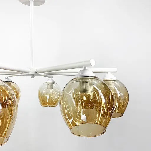 Стельова люстра на 8 плафонів в білому корпусі Line.F K 149/8 WT+BR - фото 5