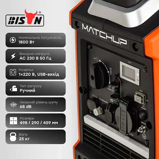 Генератор инверторный бензиновый 1.8 кВт Bison BS2000IS (41-00404) - фото 11