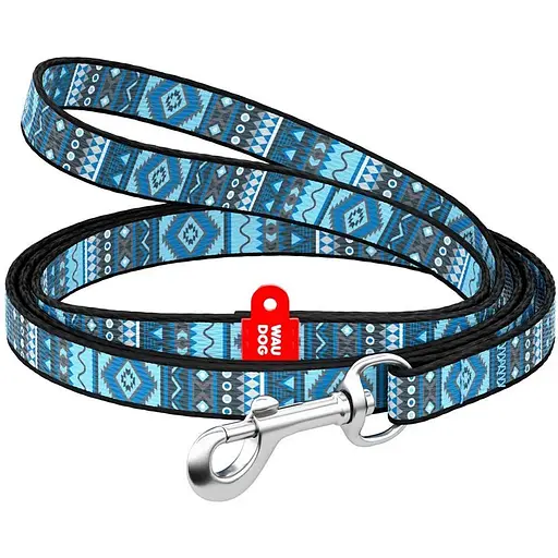Повідець для собак Waudog Nylon нейлоновий, малюнок "Етно синій"