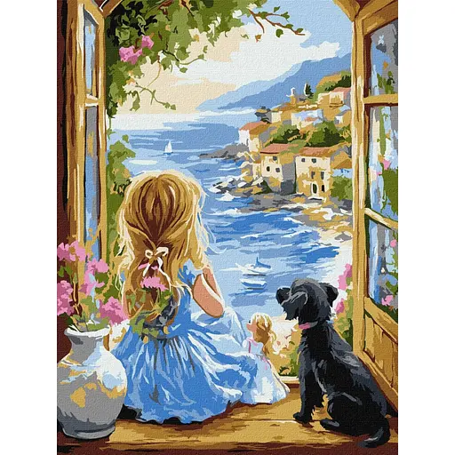 Набор для росписи по номерам Мечтательная девочка, 30x40 см, КНО8493