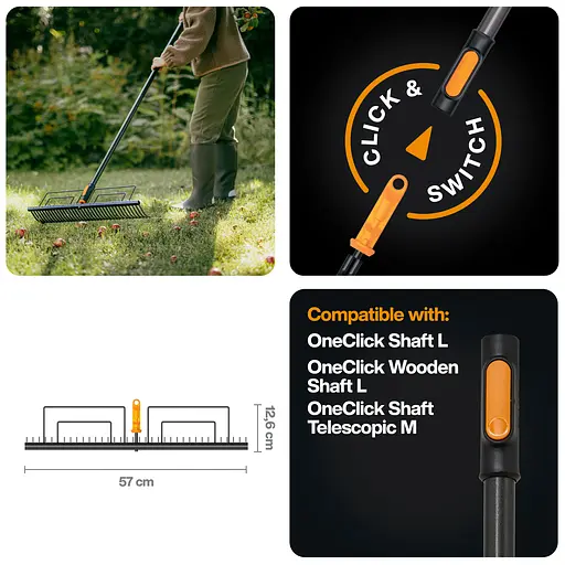 Граблі сталеві для очищення газонів Fiskars OneClick 57 см (1080680) - фото 2