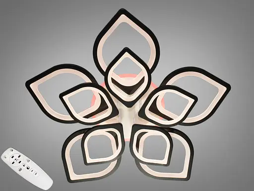 Світлодіодна люстра з пультом, димером та LED підсвічуванням, 185 Вт, чорна - фото 1