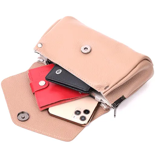 Компактная кожаная женская сумка Vintage с треугольным клапаном 21.5х13.5х7 см sum0028984 - фото 8