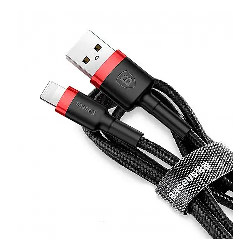 Кабель Baseus Cafule USB - Lightning 0.5 м CALKLF-A19 черно-красный - фото 1
