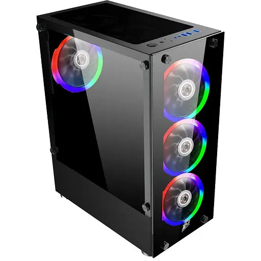 Корпус 1stPlayer V2-A-4F1, чорний, без БЖ, Midi Tower, ATX / Micro ATX / Mini ITX, 1xUSB 3.0 / 2xUSB 2.0, макс. CPU - 160 мм / VGA - фото 1