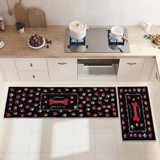 Набір килимків для кухні та ванної 120×40 см і 60×40 см водонепроникні, протиковзні, м'які, декоративні Сірий 87943 - фото 3